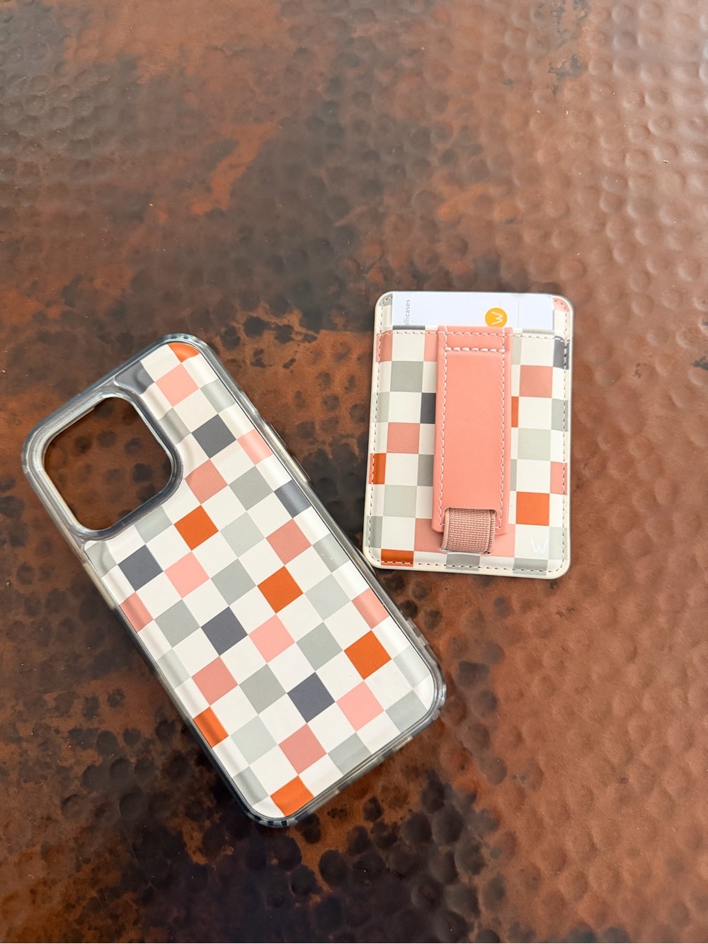 Walli Cases Coastal Check Magnetic Phone Case and Card Wallet Set
